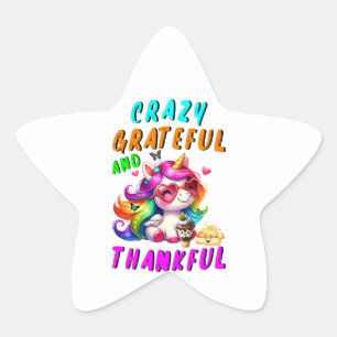 Gek, dankbaar en dankbaar ster sticker