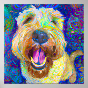 Gek Gelukkig Wheaten Terrier Hond Portret Kunst Poster