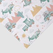 Gek grappig transport en dier. Kinder baby Tissuepapier (Detail)