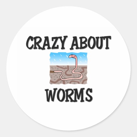 Gek op wormen ronde sticker (Voorkant)
