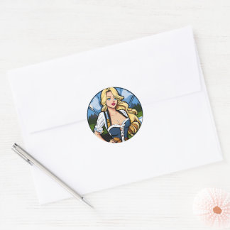 Gek pinup meisje Classic ronde Stickers