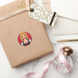 Gek pinup meisje Classic ronde Stickers