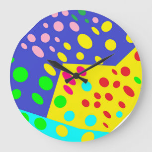 Gek schattig dot pot ontwerp geel blauw rood grote klok