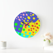 Gek schattig dot pot ontwerp geel blauw rood grote klok (Huis)