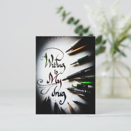 Gek schrijver manifest briefkaart (Staand voorkant)