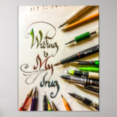 Gek schrijver manifest pennen en potloden poster (Voorkant)