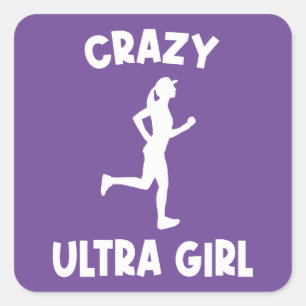 Gek Ultra Running Meisje Vierkante Sticker