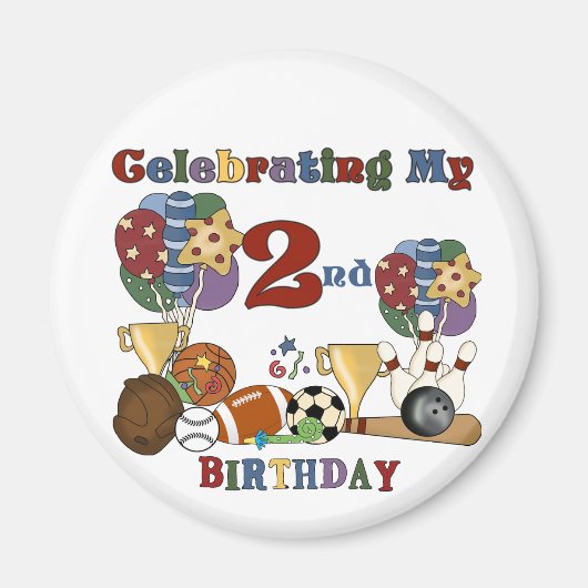 Gek Voor Sport 2e Verjaardag T-shirts en geschenke Magneet (Voorkant)