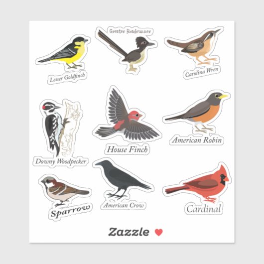 Gekabelde achtertuin vogelsticker set sticker (Vel)