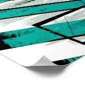 Gekanteelde Strepen met Turquoise Kwast Textures Poster (Hoek)