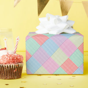 Gekantelde Gingham Patchwork Cadeaupapier