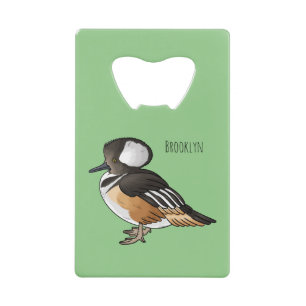 Gekapte zaagbek vogel cartoon illustratie kredietkaart flessenopener