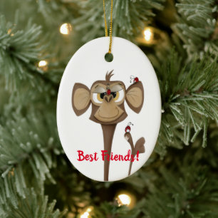 Gekke Aap en Lieveheersbeestjes Keramisch Ornament