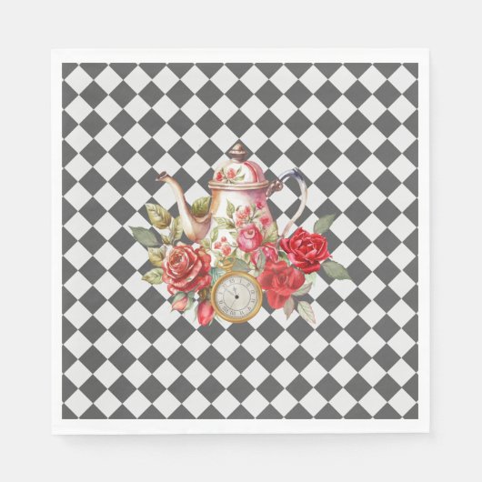 Gekke Alice Mad Hatter Wonderland Verjaardag Servet (Voorkant)