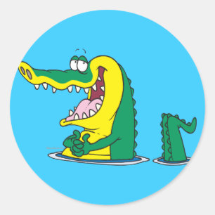 gekke alligator crocodile cartoon ronde sticker