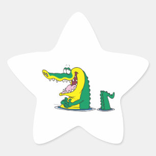 gekke alligator krokodil cartoon karakter ster sticker