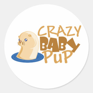 gekke baby otter ronde sticker