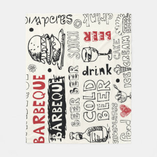 Gekke BBQ: grillige Doodle Art Fleece Deken