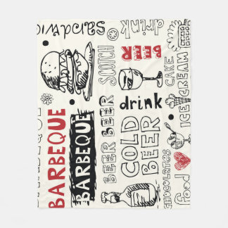 Gekke BBQ: grillige Doodle Art Fleece Deken