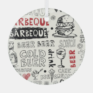 Gekke BBQ: grillige Doodle Art Glas Ornament