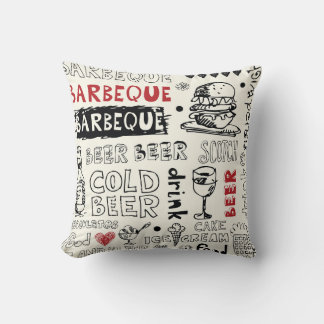 Gekke BBQ: grillige Doodle Art Kussen