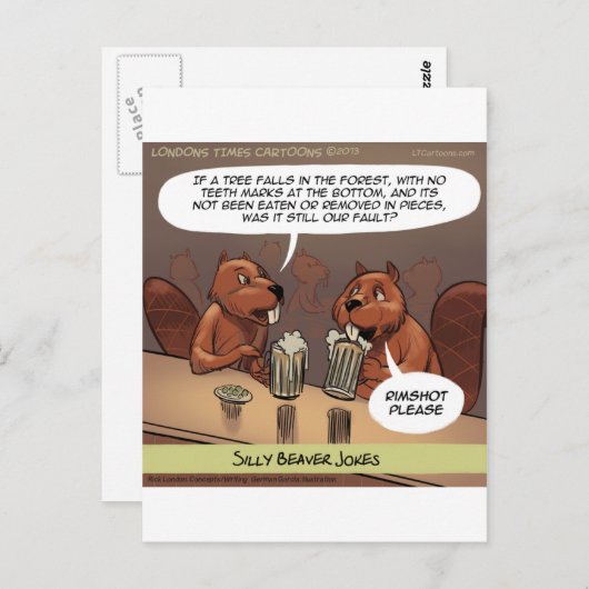 Gekke Beaver Jokes Funny Cartoon Briefkaart (Voorkant / Achterkant)
