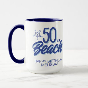 Gekke Blauwe Grappige 50e Strand Verjaardag Koffie Mok