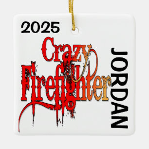 Gekke brandweerman CUSTOM Keramisch Ornament