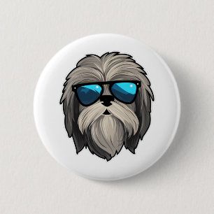 Gekke brillen Lhasa Apso Classic T-shirt Ronde Button 5,7 Cm