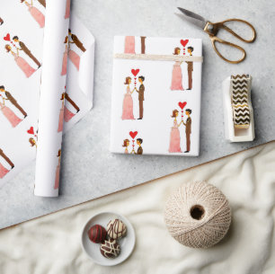 Gekke bruid en bruidegom in Love Wedding Cadeaupapier