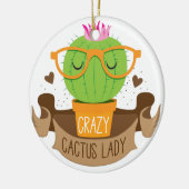 gekke cactus dame banner keramisch ornament (Links)