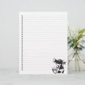 Gekke Cartoon Dairy Koe Lined Pet Letterhead (Staand voorkant)