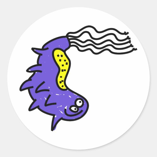 Gekke Cartoon kiemen Ronde Sticker (Voorkant)