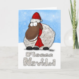 Gekke Cartoon Schaap Fleece Navidad Kerst Kaart