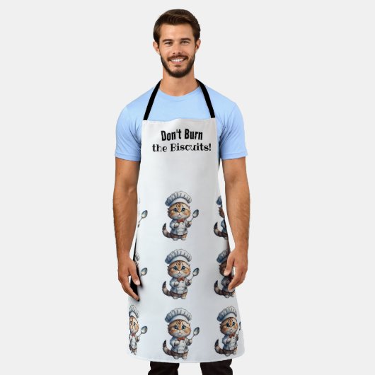 Gekke Cat Chef All-Over Print Schort (Gedragen)