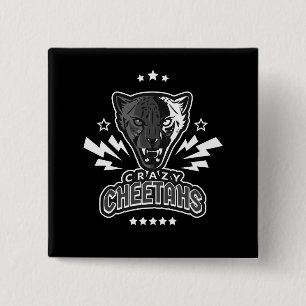Gekke cheeta's vierkante button 5,1 cm