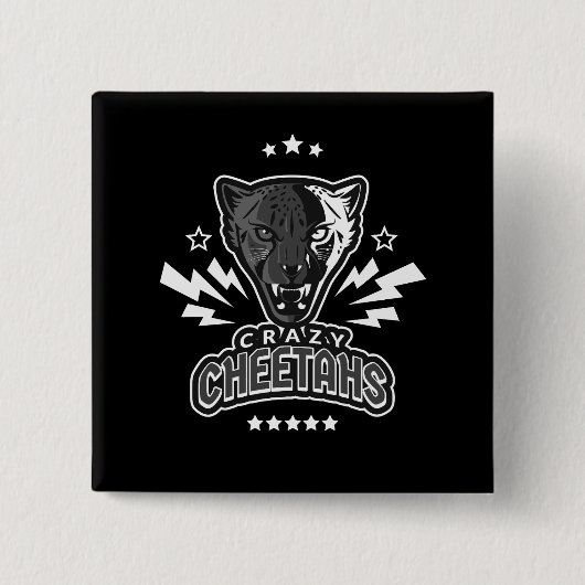 Gekke cheeta's vierkante button 5,1 cm (Voorkant)