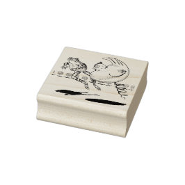 Gekke Chicken on Spring Bouncing met Frog Rubberstempel