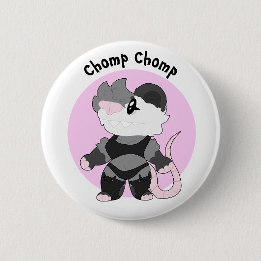Gekke chomp, antropomorfe harige Possum Button (Voorkant)