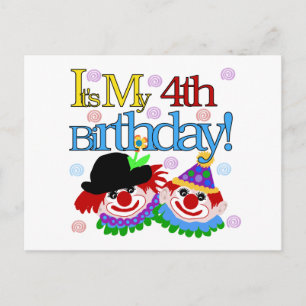 Gekke Clowns 4e Verjaardag Tshirts en geschenken Briefkaart