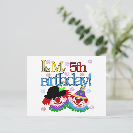 Gekke Clowns 5e Verjaardag Tshirts en geschenken Briefkaart (Staand voorkant)