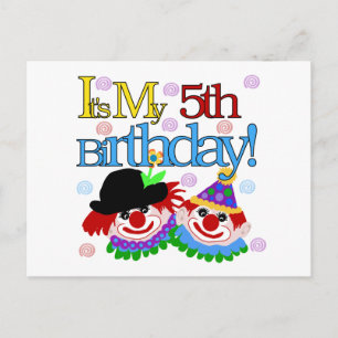 Gekke Clowns 5e Verjaardag Tshirts en geschenken Briefkaart