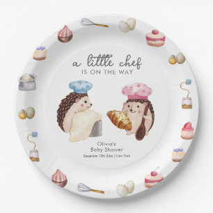 Gekke Cute Egel Chef Bakker Baby Shower  Papieren Bordje
