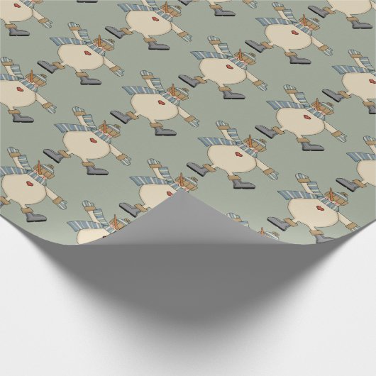 Gekke Dansende Snowman Cadeaupapier (Hoek)