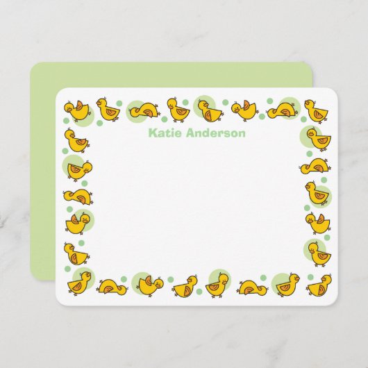 Gekke Duckies Groen Baby shower Hartelijk dank Bedankkaart (Voorkant / Achterkant)