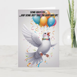 Gekke Duif Verjaardagswensen met Ballonnen Kaart