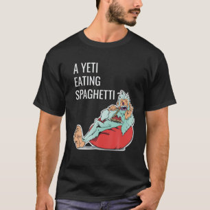 Gekke, een Yeti-etende spaghetti-illustratie voor T-shirt