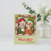 Gekke Elfen Vakantie / Kerst Kaart (Staand voorkant)