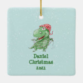 Gekke feestdag met feestdag voor rauwe kerstmis keramisch ornament (Achterkant)