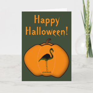 Gekke Flamingo Halloween Jack-o'-Lantern pompoen Kaart